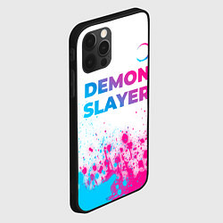 Чехол для iPhone 12 Pro Max Demon Slayer neon gradient style: символ сверху, цвет: 3D-черный — фото 2