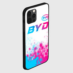 Чехол для iPhone 12 Pro Max BYD neon gradient style: символ сверху, цвет: 3D-черный — фото 2