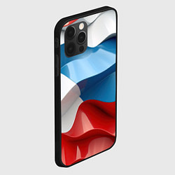 Чехол для iPhone 12 Pro Max Абстракция в цветах флага РФ, цвет: 3D-черный — фото 2