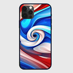 Чехол для iPhone 12 Pro Max Волны в цвете флага РФ, цвет: 3D-черный