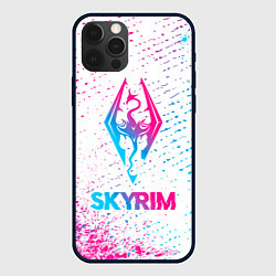 Чехол для iPhone 12 Pro Max Skyrim neon gradient style, цвет: 3D-черный