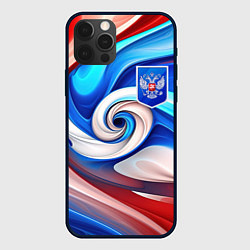 Чехол для iPhone 12 Pro Max Абстракция герб России, цвет: 3D-черный