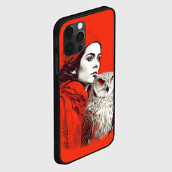 Чехол для iPhone 12 Pro Max Леди в красном с совой, цвет: 3D-черный — фото 2
