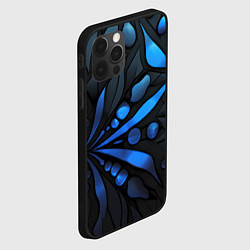 Чехол для iPhone 12 Pro Max Black blue elements, цвет: 3D-черный — фото 2