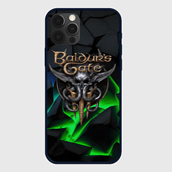 Чехол для iPhone 12 Pro Max Baldurs Gate 3 black blue neon, цвет: 3D-черный