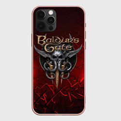 Чехол для iPhone 12 Pro Max Baldurs Gate 3 logo red, цвет: 3D-светло-розовый