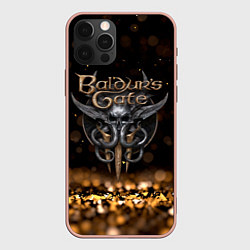 Чехол iPhone 12 Pro Max Baldurs Gate 3 logo dark gold logo