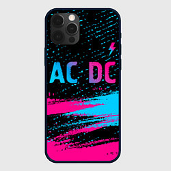 Чехол для iPhone 12 Pro Max AC DC - neon gradient: символ сверху, цвет: 3D-черный