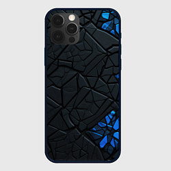 Чехол для iPhone 12 Pro Max Черные плиты с синими вставками, цвет: 3D-черный
