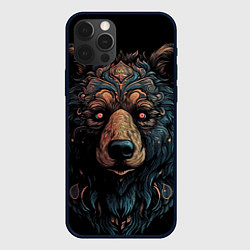 Чехол для iPhone 12 Pro Max Медведь из узоров, цвет: 3D-черный