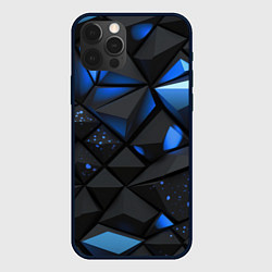 Чехол для iPhone 12 Pro Max Blue black texture, цвет: 3D-черный