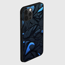 Чехол для iPhone 12 Pro Max Blue black abstract texture, цвет: 3D-черный — фото 2