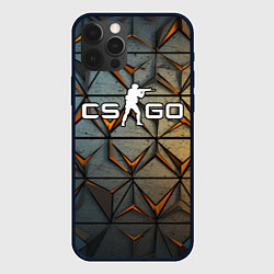 Чехол для iPhone 12 Pro Max CSGO объемные плиты, цвет: 3D-черный