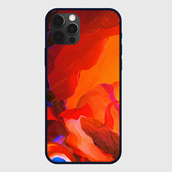 Чехол для iPhone 12 Pro Max Красно-оранжевый паттерн, цвет: 3D-черный