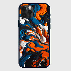 Чехол для iPhone 12 Pro Max Акриловые краски - оранжевые, цвет: 3D-черный