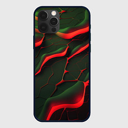 Чехол для iPhone 12 Pro Max Объемные зеленые плиты, цвет: 3D-черный
