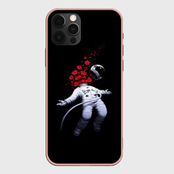 Чехол для iPhone 12 Pro Max Скафандр и розы, цвет: 3D-светло-розовый