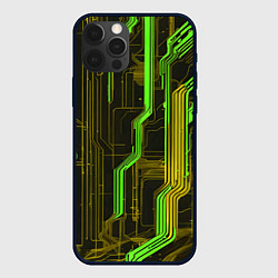 Чехол для iPhone 12 Pro Max Кибер схема зелёная, цвет: 3D-черный