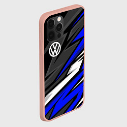 Чехол для iPhone 12 Pro Max Volkswagen - Синяя абстракция, цвет: 3D-светло-розовый — фото 2