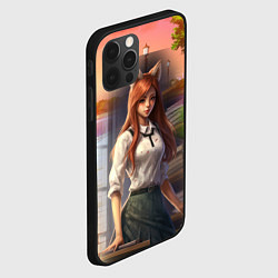 Чехол для iPhone 12 Pro Max Девушка лисица в школьной форме, цвет: 3D-черный — фото 2