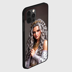 Чехол для iPhone 12 Pro Max Девушка с пепельно-серыми вьющимися волосами, цвет: 3D-черный — фото 2