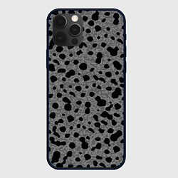 Чехол для iPhone 12 Pro Max Пятнистый чёрно-серый, цвет: 3D-черный