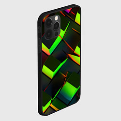 Чехол для iPhone 12 Pro Max Зеленые неоновые плитки, цвет: 3D-черный — фото 2