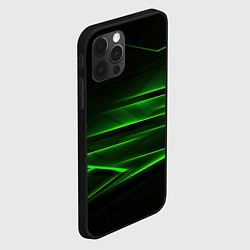 Чехол для iPhone 12 Pro Max Green lines abstract, цвет: 3D-черный — фото 2