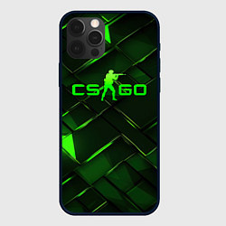 Чехол для iPhone 12 Pro Max CSGO green abstract elements, цвет: 3D-черный