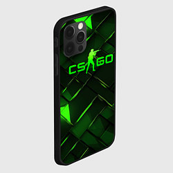 Чехол для iPhone 12 Pro Max CSGO green abstract elements, цвет: 3D-черный — фото 2