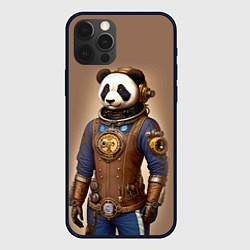 Чехол для iPhone 12 Pro Max Крутой панда в стиле стимпанк - нейросеть, цвет: 3D-черный