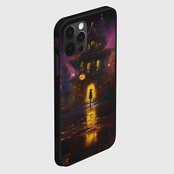 Чехол для iPhone 12 Pro Max Жуткий дом и ведьма с метлой, цвет: 3D-черный — фото 2