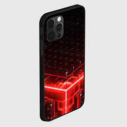 Чехол для iPhone 12 Pro Max Неоновые плиты - красные, цвет: 3D-черный — фото 2