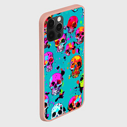 Чехол для iPhone 12 Pro Max Паттерн из ярких черепов - поп-арт - мода, цвет: 3D-светло-розовый — фото 2