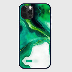 Чехол для iPhone 12 Pro Max Жидкий изумруд в стиле арт, цвет: 3D-черный