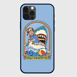 Чехол для iPhone 12 Pro Max Хищная акула водолаз - будь позитивным, цвет: 3D-черный
