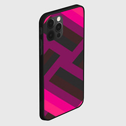 Чехол для iPhone 12 Pro Max Розовый и тёмный паттерн, цвет: 3D-черный — фото 2