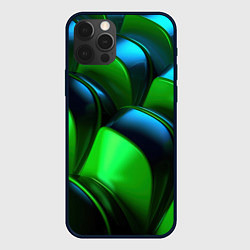 Чехол для iPhone 12 Pro Max Зеленые абстрактные элементы, цвет: 3D-черный
