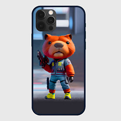 Чехол для iPhone 12 Pro Max Крутой капибара с пистолетом - киберпанк - нейросе, цвет: 3D-черный
