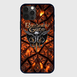 Чехол для iPhone 12 Pro Max Baldurs Gate 3 logo fire, цвет: 3D-черный