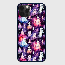 Чехол для iPhone 12 Pro Max Хэллоуин Акварельные привидения, цвет: 3D-черный