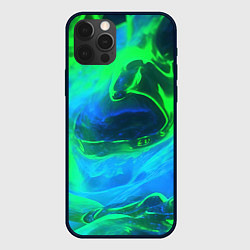 Чехол для iPhone 12 Pro Max Зеленый и синий дым, цвет: 3D-черный