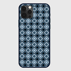 Чехол для iPhone 12 Pro Max Геометрический узор в серо-голубом цвете, цвет: 3D-черный