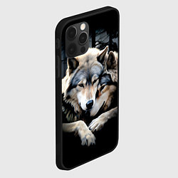 Чехол для iPhone 12 Pro Max Волки - молодая семья, цвет: 3D-черный — фото 2