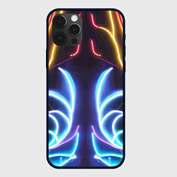 Чехол для iPhone 12 Pro Max Зеркальный неоновый паттерн - нейросеть, цвет: 3D-черный