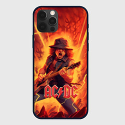 Чехол для iPhone 12 Pro Max ACDC rock music fire, цвет: 3D-черный
