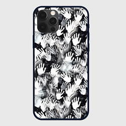 Чехол для iPhone 12 Pro Max Черно-белые отпечатки ладоней, цвет: 3D-черный