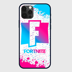 Чехол для iPhone 12 Pro Max Fortnite neon gradient style, цвет: 3D-черный