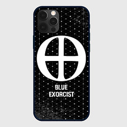 Чехол для iPhone 12 Pro Max Blue Exorcist glitch на темном фоне, цвет: 3D-черный