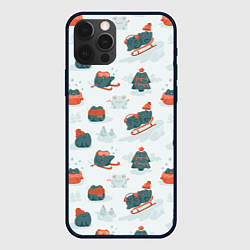 Чехол для iPhone 12 Pro Max Зимние веселые лягушки, цвет: 3D-черный
